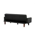 thumbnail image 6 of Convertible Sofa Bed With Three Adjustable Positions, PU Leather Couch With Five Wooden Legs and Tufted Buttons Trim, Upholstered Loveseat Couch Bed for Small Space, Living Room, Office, Black, 6 of 7
