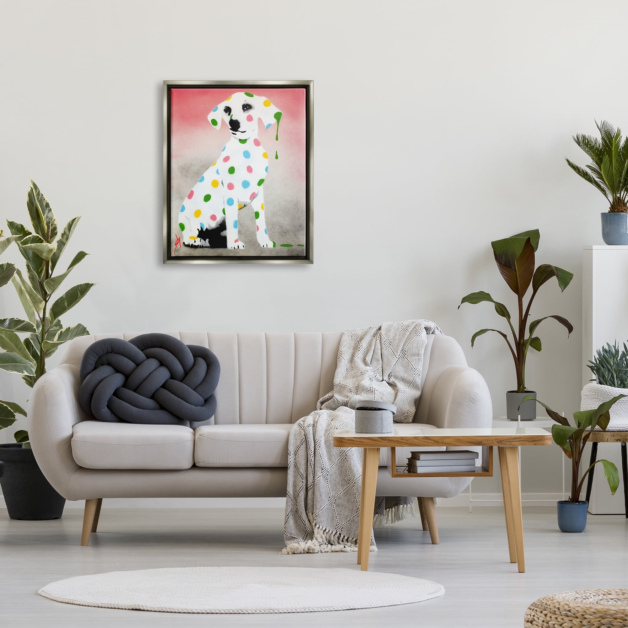 Stupell Industries Street Style Dalmatian Dog Pattern Animals & Insects Painting Gray Floater Framed Art Print Wall Art