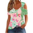 thumbnail image 2 of Fiudx Ofertas Relámpago Camiseta Sexy de Verano para Mujer, Blusa con Hombros Descubiertos, Cuello En V, Manga Corta, Camisetas Sólidas, 2 of 5