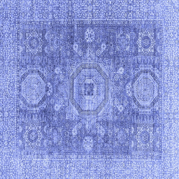Ahgly Company Machine Washable Indoor Square Abstract Blue Modern Area Rugs, 7' Square