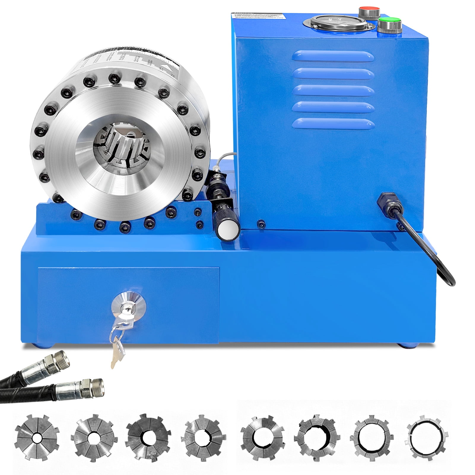 Electric Hydraulic Hose Crimper with 8 Dies, Portable Crimping Machine for1/4" to 1" Hose, High Pressure Electric Crimping Tool for AC Lines, Automotive, Excavators, Agricultural Equipment Blue