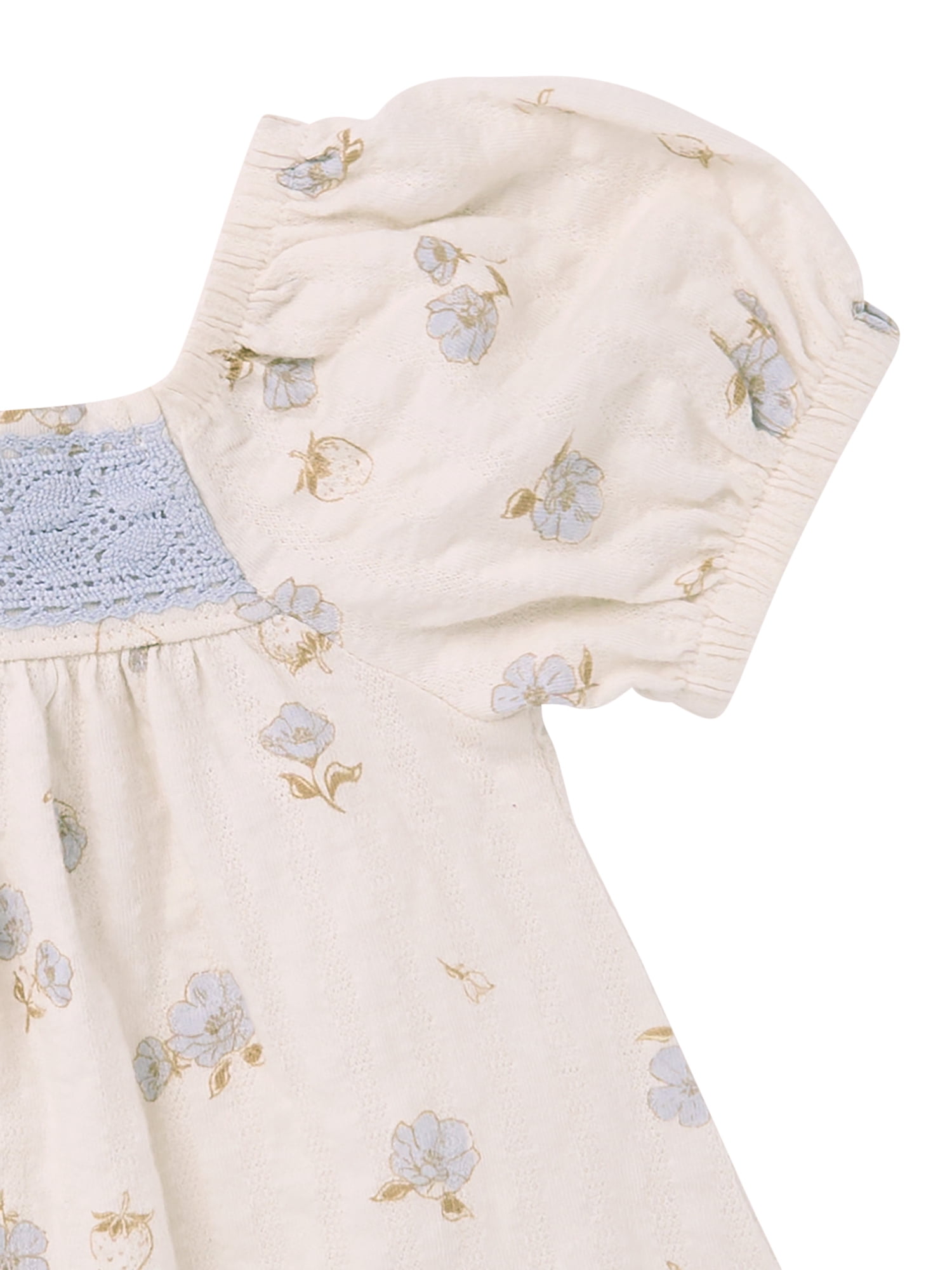 Modern Moments by Gerber Baby Girl Puff Sleeve Dress and Diaper Cover, 2-Piece, Sizes 0/3 Months - 24 Months