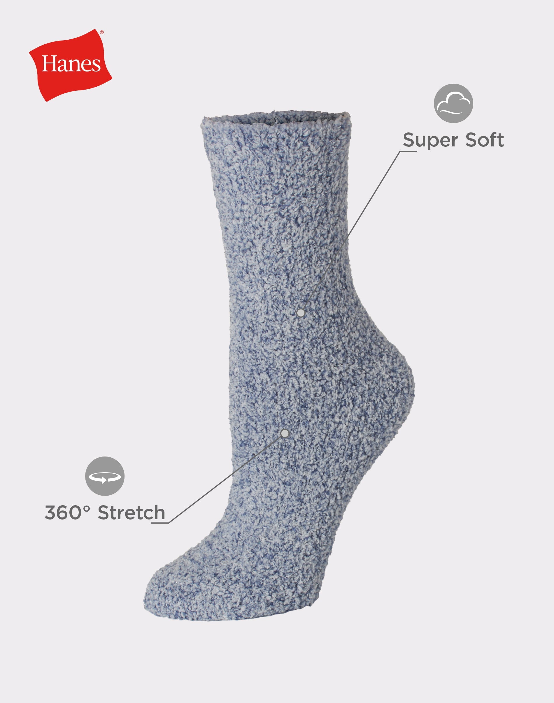 Hanes Cozy Crew Socks 6-Pack Women's Soft Fluffy Comfy sz 5-9 4 Color Choices