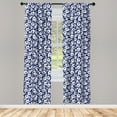thumbnail image 3 of Ambesonne Hawaii Curtains, Flowering Hibiscuses, Pair of 28"x95", Navy Blue White, 3 of 5