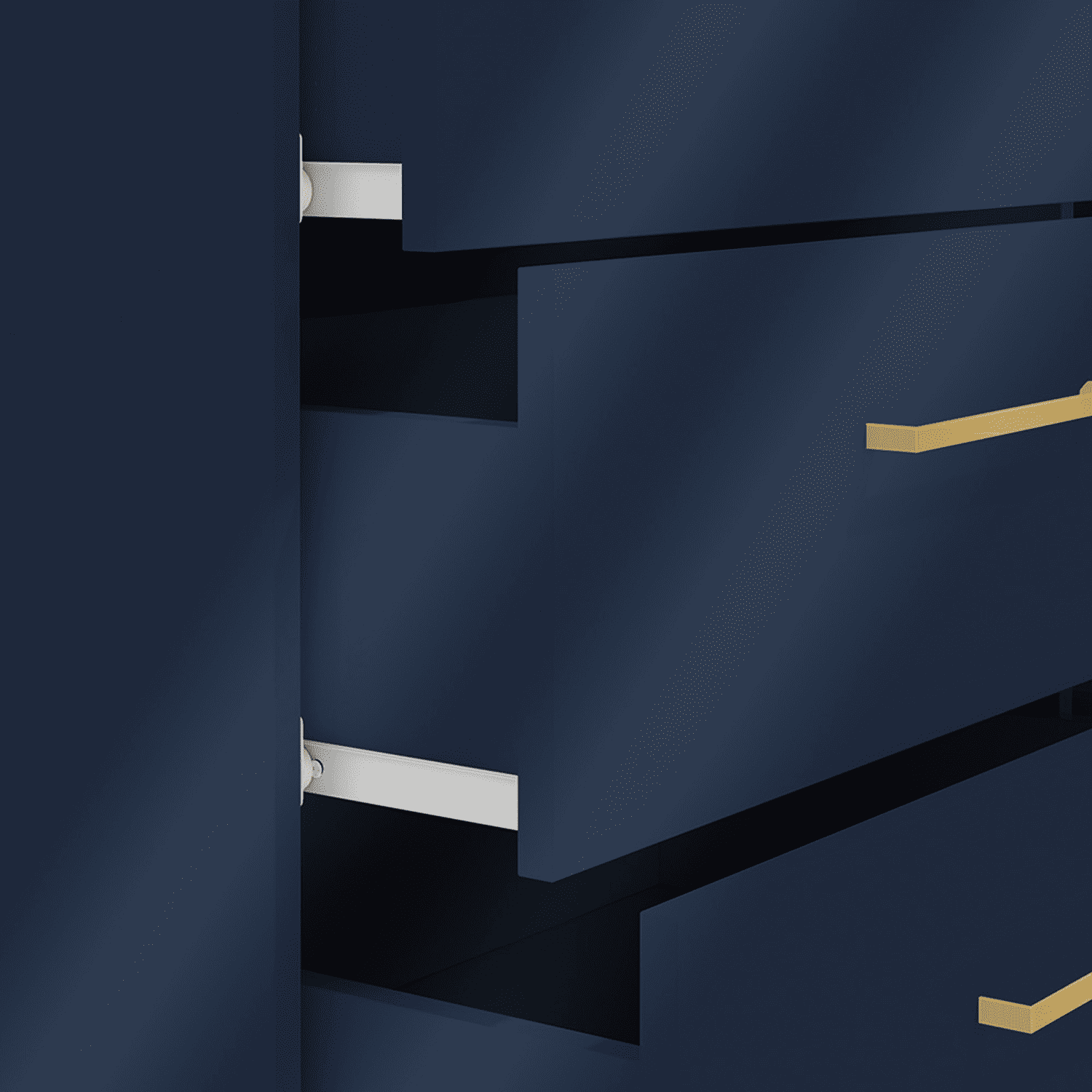 Kappesberg Jolyne 6-Drawer Horizontal Dresser, Blue with Gold Handles – Modern Bedroom Storage for Adults and Teens