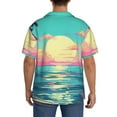 thumbnail image 3 of Balery Retro Palm Beach Sunset Camisa Casual de Manga Corta con Botones para Hombre, Texturizada, Estilo Cubano, para Playa, Verano-XX-Large, 3 of 5