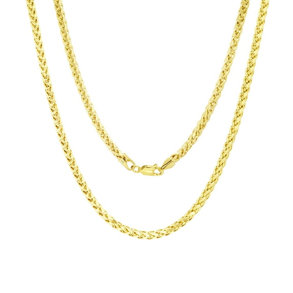 Nuragold 14k Real Yellow Gold Spiga Wheat 2.5mm Rounded Foxtail Palm Chain Necklace (16"-30") Italian Jewelry for Men & Women