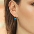 thumbnail image 3 of Gem Stone King 925 Sterling Silver and 10K Yellow Gold Blue Opal Dangle Earrings for Women (1.50 Cttw, Gemstone October Birthstone, Heart Shape 6MM), 3 of 3