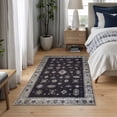 thumbnail image 3 of Bloom Rugs Washable Non-Slip 3' x 5' Rug - Black / Ivory Traditional Oriental Area Rug for Living Room, Bedroom, Dining Room, and Kitchen - Exact size: 3' x 5', 3 of 9