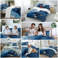 thumbnail image 5 of Abstract Art Duvet Cover Set Twin Size, Blue Marble Gold Cracks Texture Rock Modern 4 Piece Soft Microfiber Bedding Set with 1 Duvet Cover, 1 Flat Sheet, 2 Pillowcases, 5 of 9