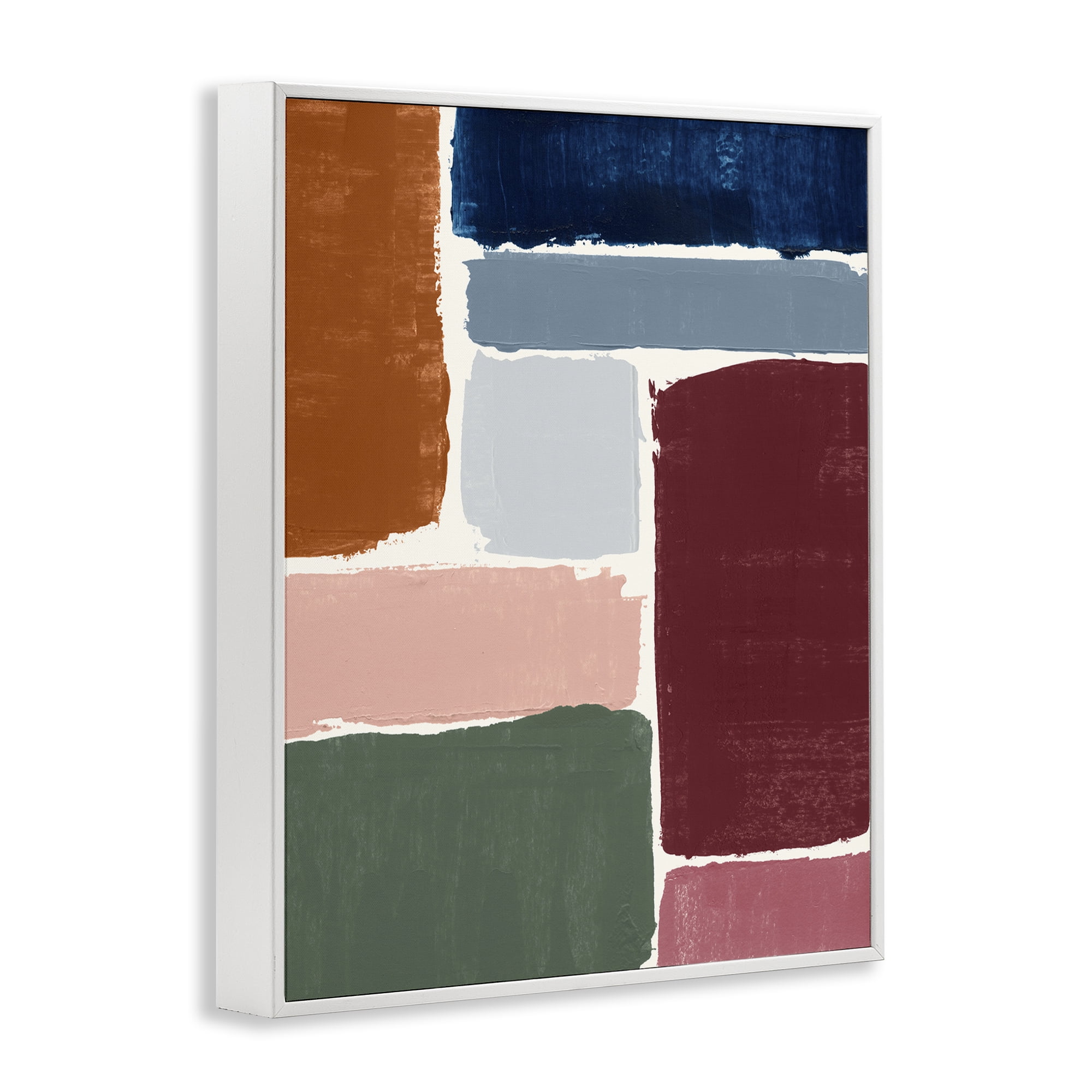 Stupell Industries Asymmetrical Shapes Pattern Abstract Painting White Framed Art Print Wall Art, 16 x 20