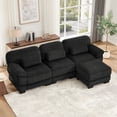 thumbnail image 3 of HUMEHA 104" Corduroy Modular Sofa Black 3-Seat w/ Ottoman, 3 of 16