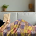 thumbnail image 3 of Abstract Soft Flannel Fleece Throw Blanket, Colorful Squares with Vertical Horizontal Stripes Overlapping Plaid Inspired, Cozy Plush for Indoor and Outdoor Use, 50" x 60", Multicolor, by Ambesonne, 3 of 5