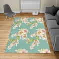 thumbnail image 2 of Floral Turkish Area Rug, Watercolor Shabby Form Nature Petals in Soft Tones Picture, Soft Carpet for Living Room Decor with Distressed Look, 5.2' X 7.6', Mint Green, by Ambesonne, 2 of 4