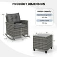 thumbnail image 3 of Costway 3 PCS Patio Wicker Rocking Set with Tempered Glass Table & Soft Cushions Outdoor Gray, 3 of 10