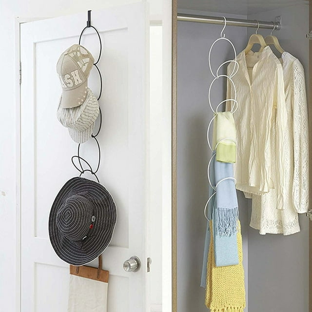 Rack Storage Organizer for Closet – Wall Mounted Hat Wig Tie Scarf Display Rack with Door Mount Space Saving Hanging Holder for Caps“”