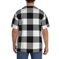 thumbnail image 3 of Balery White And Black Plaid Camisa Casual de Manga Corta con Botones para Hombre, Texturizada, Estilo Cubano, para Playa, Verano-Small, 3 of 5