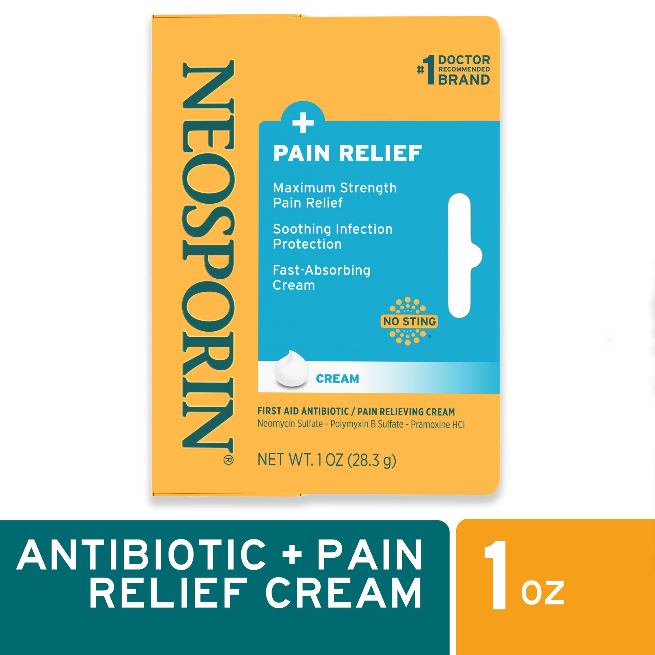 (3 pack) Neosporin + Pain Relief Dual Action First Aid Antibiotic Cream, 1 oz
