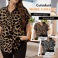 thumbnail image 4 of Cuteduck Womens Plus Size Blouses Leopard Print Button Down Loose Fit Casual Short Sleeve Top 1X-5X, 4 of 7