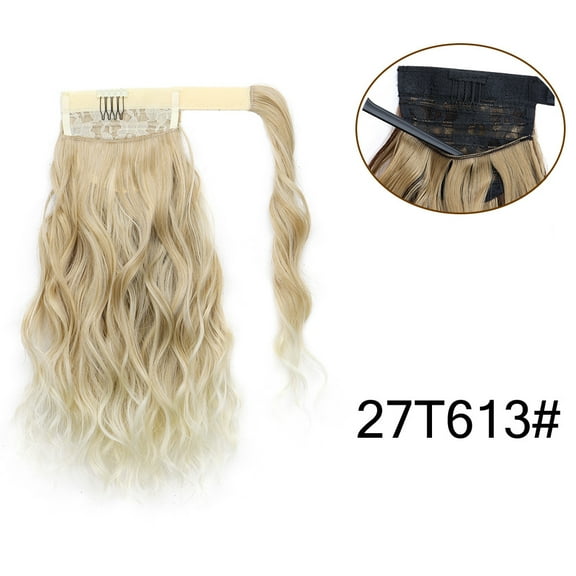 ERDOUY 13.8" Curly Wavy Synthetic Ponytail Extension, Women’s Wrap-Around Clip-in Hairpiece | Natural-Looking Fake Pony Tail for Voluminous Styling, Dirty Blonde