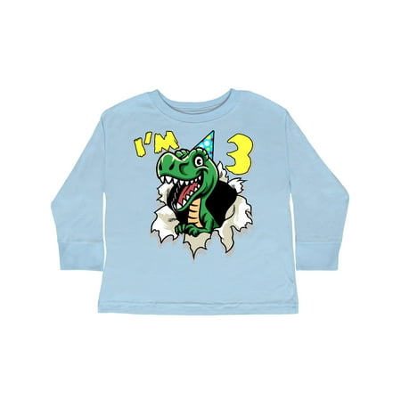 

Inktastic I m 3 Dinosaur Gift Toddler Boy or Toddler Girl Long Sleeve T-Shirt