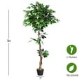 thumbnail image 2 of Gymax Artificial Ficus Silk Tree Wood Trunks Green 5.5 Feet Holiday Decor, 2 of 7