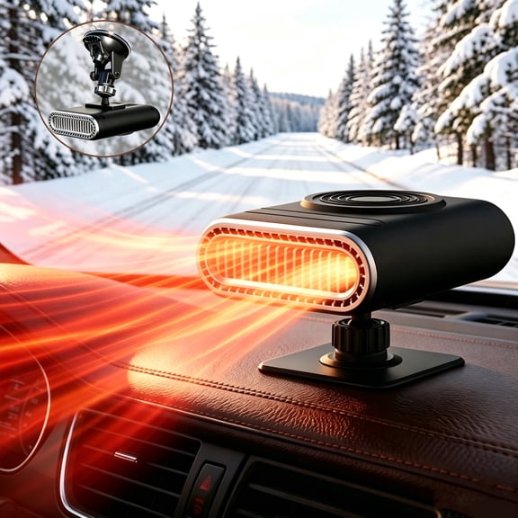 Portable Car Heater with Cooling Function, 120W 12V Windshield Defroster Demister Fast with 360° Rotatable Base, Plug-in Cigarette Lighter Car Heaters for Vehicle, Car, SUV, Truck & RV (Silver)