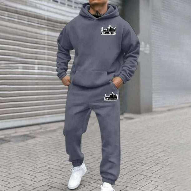 WILLBEST Sudaderas para Hombre, Conjunto De Sudadera con Capucha Deportiva De Manga Larga con Estampado De Letras Informal A La Moda para Otoño e Invierno para Hombre y Mujer XGrande