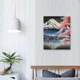 thumbnail image 4 of PRATYUS  Mount Fuji Wall Art Mountain over Lake Photo Painting Cherry Blossom Landscape Nature Pictures Canvas Print Black White Artwork for Home Office Living Room Decor Framed 12x16 in, 4 of 5