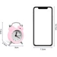 thumbnail image 2 of Reloj despertador retro pequeño con campana clásica rosa, despertador de mesita de noche con pilas, despertador analógico silencioso retro para dormitorio, sala de estar y cocina, 2 of 5