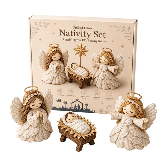 DIY Nativity Sewing Kit, Quilted Fabric Holy Family Manger Scene Hand-stitch Craft for Adults, Christmas Home Decor and Holiday Gifts