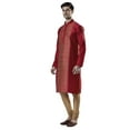 thumbnail image 3 of Ethnix Men's Indian Royal Classic Collar Festive Maroon Kurta Tunic Pajama Set; Maroon; LG, 3 of 4