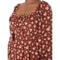 thumbnail image 5 of Celebrity Pink Women’s and Women’s Plus Floral Print Babydoll Dress with Long Sleeves, Sizes XS-4X, 5 of 5