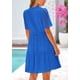 thumbnail image 2 of Vestido PRETTYGARDEN para mujer, manga corta, cuello en V, azul, talla L, 2 of 9