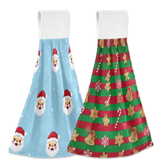 IAUYY Kitchen Hanging Towels Set of 2 100% Polyester Absorbent, Super Soft Hand Towels with Hanging Loops for Bathroom Kitchen Single Color Shape Like A Cookie