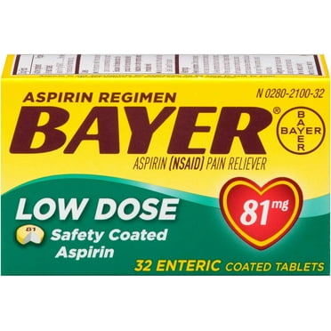 Bayer Low Dose Safety Coated 'Baby' Aspirin 81 mg Tablets 32 ea (Pack of 3)