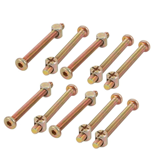 Uxcell M6x60mm Hex Socket Drive Bolt w Phillips Nut Furniture Cross Dowel (10pack) Walmart