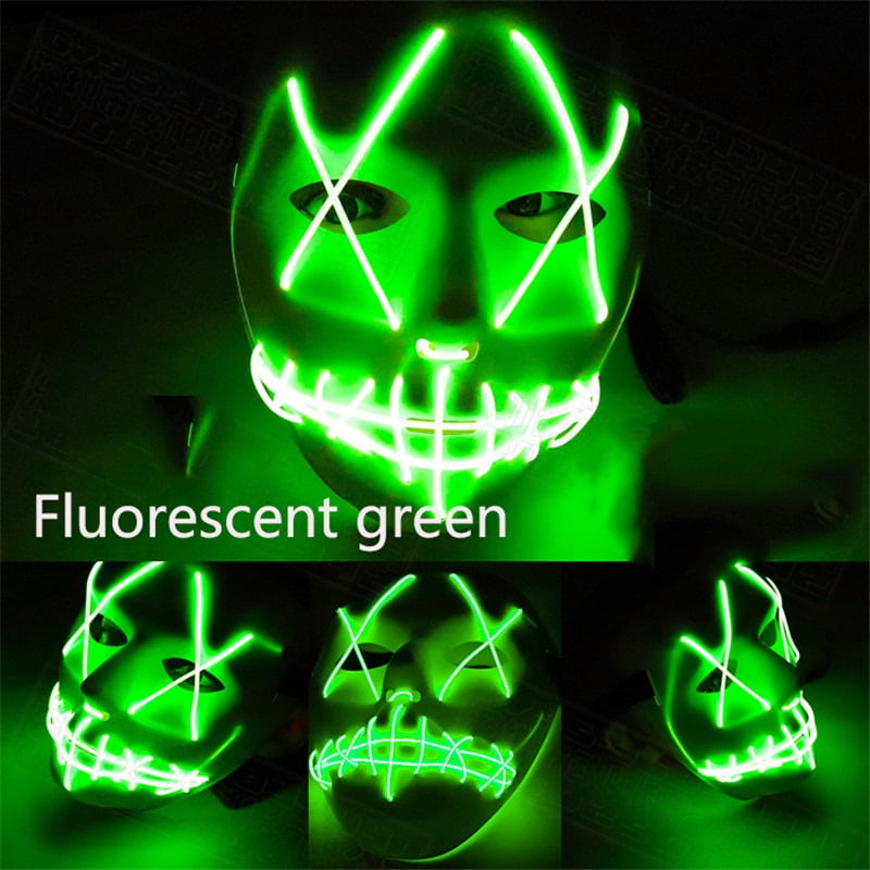 Halloween Scary Mask Cosplay Led Costume Mask EL Wire Light Up The Purge Movie 