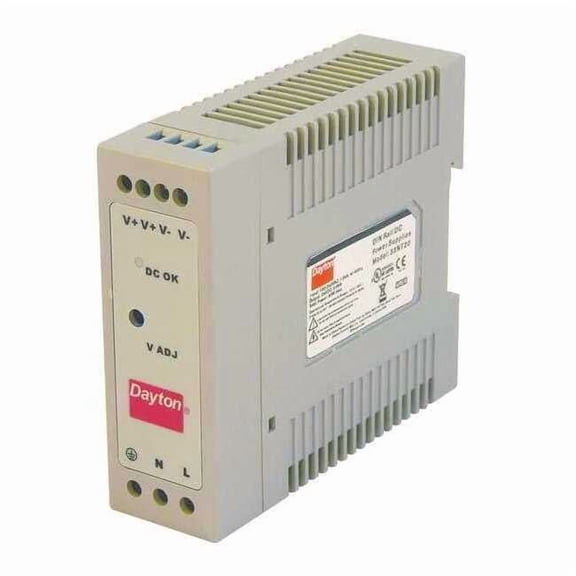 Dayton DC Power Supply, 90/264V AC, 24V DC, 50 W, 2.1 A, DIN Rail 33NT20