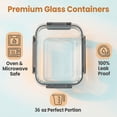 thumbnail image 5 of 5 Pack 36 oz Glass Meal Prep Containers, Glass Storage Containers with Lids - Dishwasher, Microwave, Oven and Freezer Safe for Kitchen Organization & Food Storage come with free labels&marker pen, 5 of 10