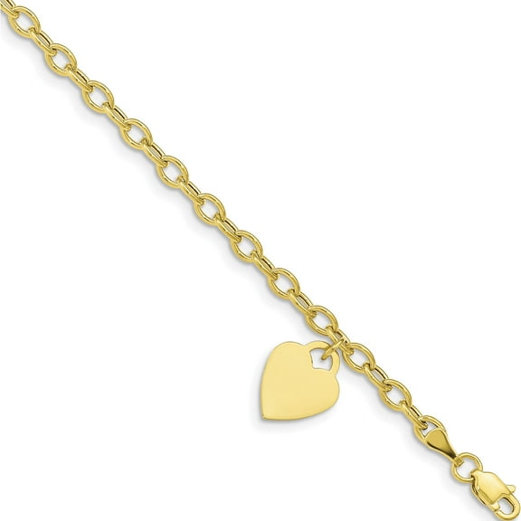 10K Yellow Gold Dangle Heart Bracelet (Width 10.5) (Length 7.5) - Jbsp