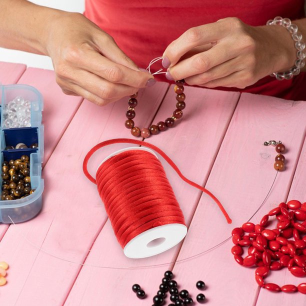 IDEANATEGRATE Cuerda Elástica Para Bisutería Roja Estilo Nudo Chino Ideal Para Pulseras DIY