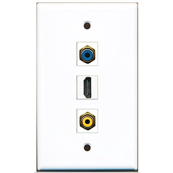 RiteAV - 1 Port HDMI 1 RCA Yellow 1 RCA Blue Wall Plate