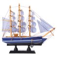 thumbnail image 3 of Wooden Sailing Ship Mediterranean Style Home Decoration Handmade Carved Nautical Boat Model Gift, 3 of 8