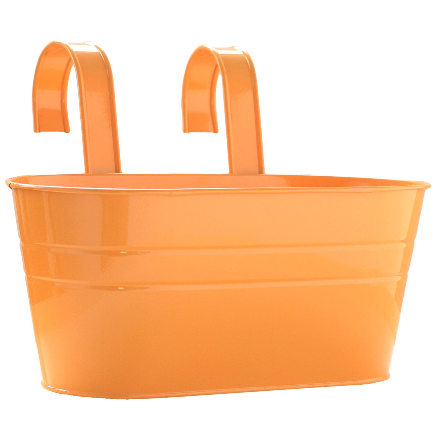 Hanging Flower Pot 3 Pcs Balcony Hanging Planters Metal Iron Railing Planter Box Flower Plant Holder,Round Hanging Bucket Pots with Detachable Hooks for Garden Balcony Fence Wall, 2 Size