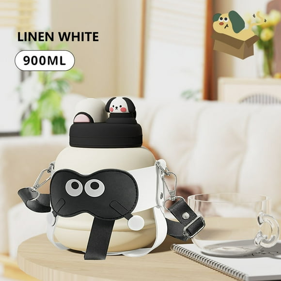 Suncoda Water Bottle, Big Belly Cup, Children's Insulated Cup, Earphone, Bear Insulated Cup, Cute and Straw Cup, Compact and Portable