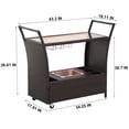 thumbnail image 5 of FHFO Outdoor Rolling Wicker Rattan Bar Serving Cart with Removable Ice Bucket/Glass Countertop/Goblet Wine Glass Holders/Storage Compartments, Wicker Bar Cart for Pool, Party, Backyard, 5 of 7