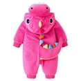 thumbnail image 3 of GiLiling Baby Plush Halloween Dinosaur Winter Jumpsuit with Tail, Attached Tail, Front Zipper, Kids Halloween Holiday Party Wear (Hot Pink, 3-6 Months), 3 of 9