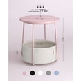 thumbnail image 6 of Nordic Hygge 17.7 in. Round Side Table with Fabric Storage Basket, Jelly Pink/Cream White, 6 of 8
