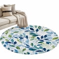 thumbnail image 2 of Navy Blue Leaves Round Area Rug 4 FT, Non Slip Indoor Outdoor Rug, Green Summer Botanical Washable Soft Circular Carpet Non-Shedding Floor Mat for Coffee Table Nursery Foyer Balcony, 2 of 8